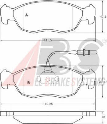 ABS 36850 OE Brake Pad Set, disc brake 36850OE