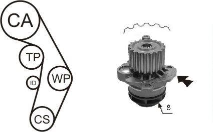 WPK199802 Airtex TIMING BELT KIT WITH WATER PUMP