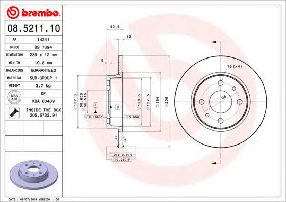 AP (Brembo) 14241 Brake disc 14241