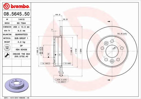 AP (Brembo) 14415 Brake disc 14415