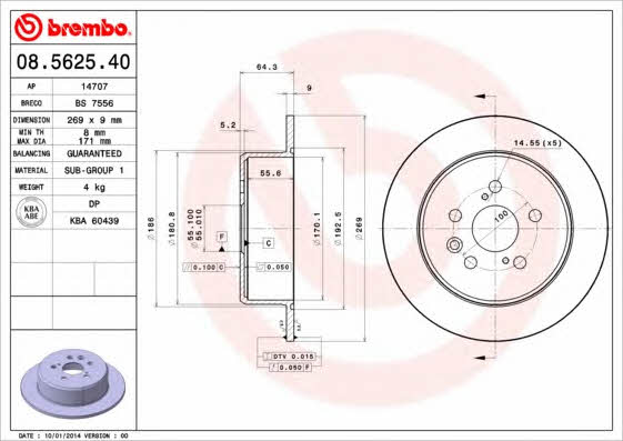 AP (Brembo) 14707 Brake disc 14707