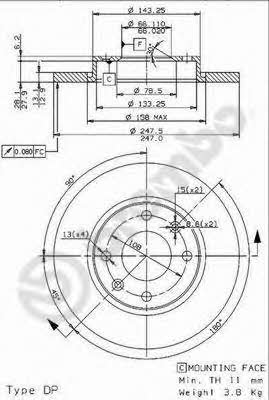 AP (Brembo) 14833 E Brake disc 14833E