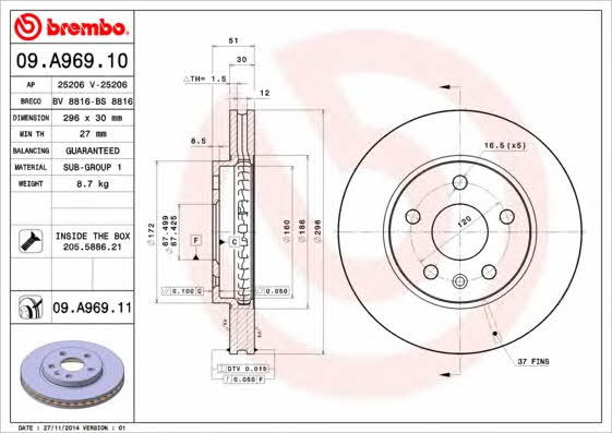 AP (Brembo) 25206 Brake disc 25206