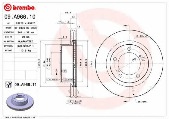 AP (Brembo) 25226 V Brake disc 25226V