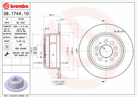 AP (Brembo) 16100 Brake disc 16100