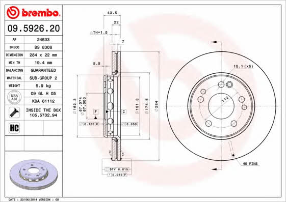 AP (Brembo) 24533 Brake disc 24533