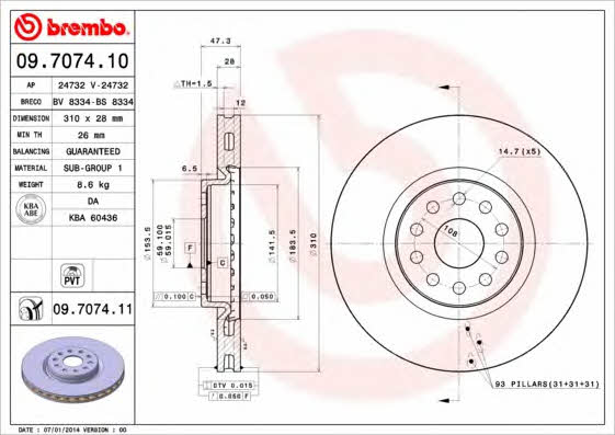 AP (Brembo) 24732 V Brake disc 24732V