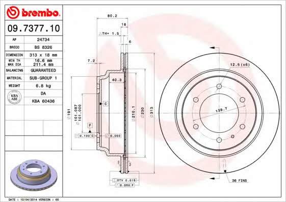 AP (Brembo) 24734 Brake disc 24734