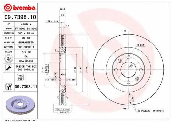 AP (Brembo) 24737 V Brake disc 24737V