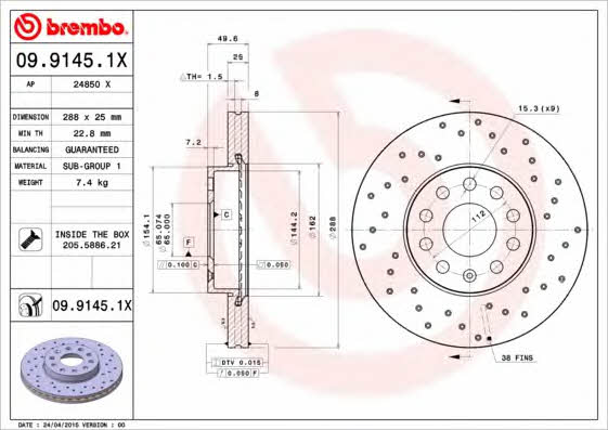 AP (Brembo) 24850 X Brake disc 24850X