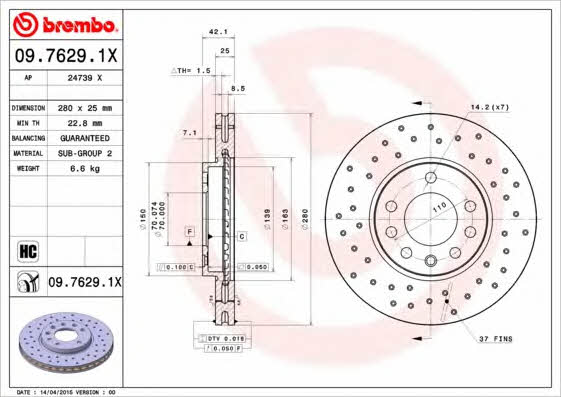 AP (Brembo) 24739 X Brake disc 24739X