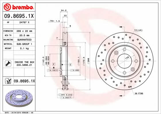 AP (Brembo) 24787 X Brake disc 24787X