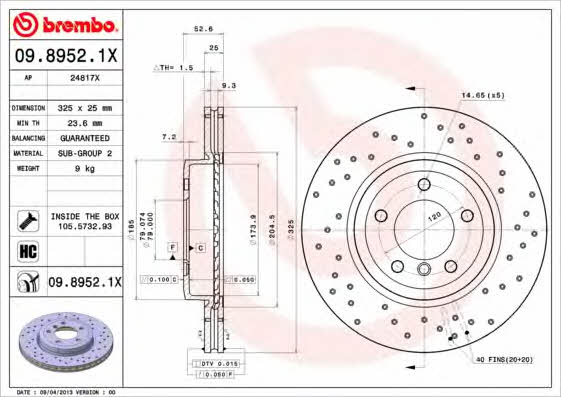 AP (Brembo) 24817 X Brake disc 24817X
