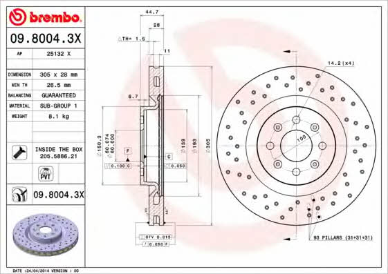 AP (Brembo) 25132 X Brake disc 25132X