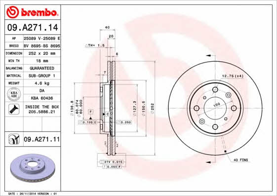 AP (Brembo) 25089 V Brake disc 25089V
