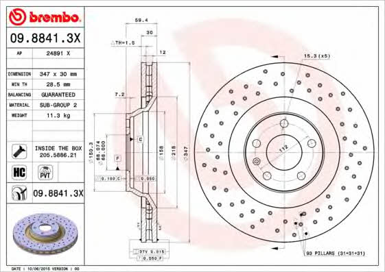 AP (Brembo) 24891 X Brake disc 24891X