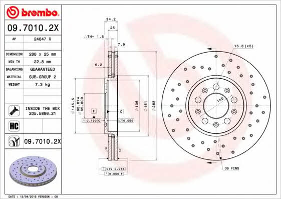 AP (Brembo) 24847 X Brake disc 24847X