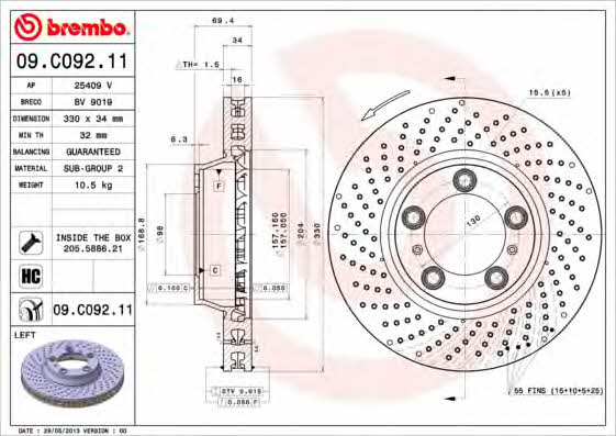 AP (Brembo) 25409 V Brake disc 25409V