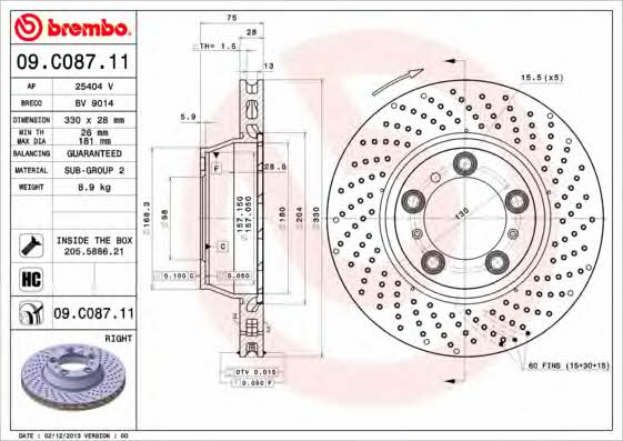 AP (Brembo) 25404 V Brake disc 25404V