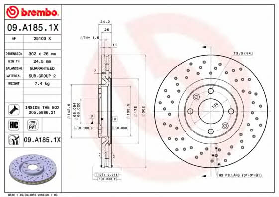 AP (Brembo) 25100 X Brake disc 25100X