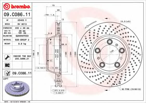 AP (Brembo) 25403 V Brake disc 25403V