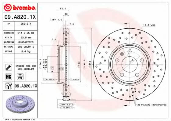 AP (Brembo) 25212 X Brake disc 25212X