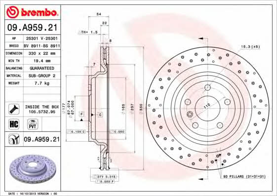 AP (Brembo) 25301 V Brake disc 25301V