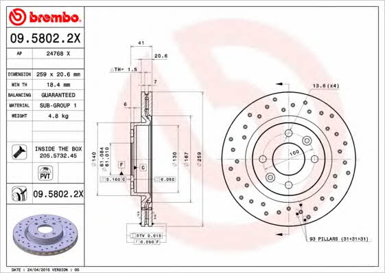 AP (Brembo) 24768 X Brake disc 24768X