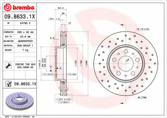 AP (Brembo) 24795 X Brake disc 24795X