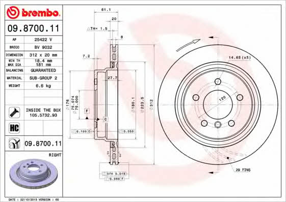 AP (Brembo) 25422 V Brake disc 25422V