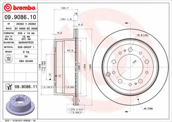 AP (Brembo) 25092 V Brake disc 25092V