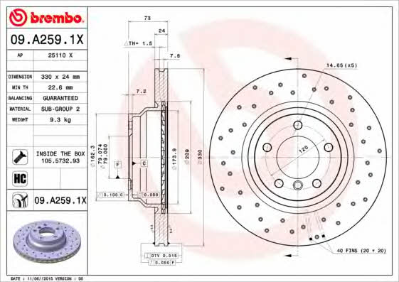 AP (Brembo) 25110 X Brake disc 25110X