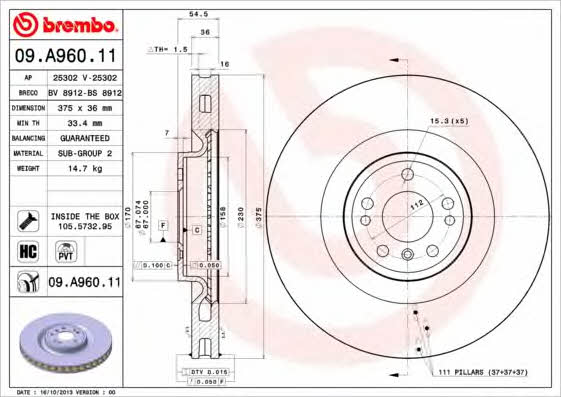 AP (Brembo) 25302 V Brake disc 25302V
