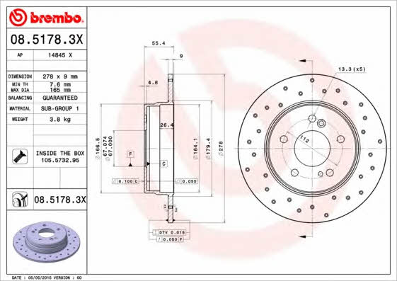 AP (Brembo) 14845 X Brake disc 14845X