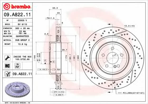 AP (Brembo) 25505 V Brake disc 25505V