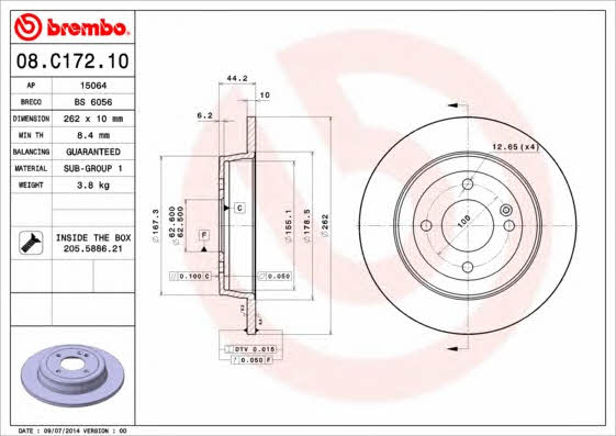 AP (Brembo) 15064 Brake disc 15064