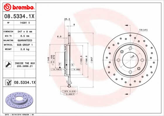 AP (Brembo) 14291 X Brake disc 14291X