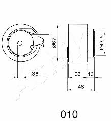 Ashika 45-00-010 Timing belt tensioner pulley 4500010 4500010 Ashika Timing belt tensioner pulley