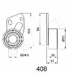 Ashika 45-04-408 Tensioner pulley, timing belt 4504408