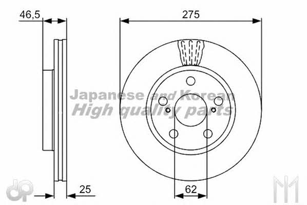 Ashuki 0990-4612 Front brake disc ventilated 09904612