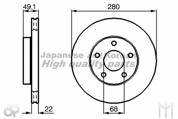 Ashuki 0990-4701 Front brake disc ventilated 09904701