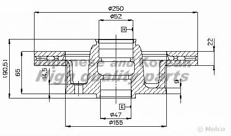 Ashuki 0990-9203 Front brake disc ventilated 09909203