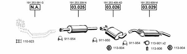 Asmet VA031595 Exhaust system VA031595 VA031595 Asmet Exhaust system