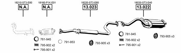  HO130575 Exhaust system HO130575