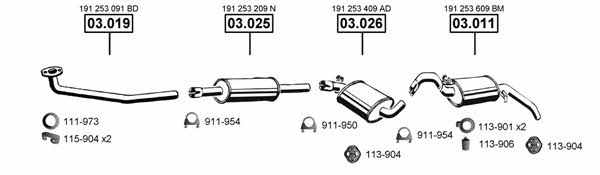 Asmet VA031480 Exhaust system VA031480 VA031480 Asmet Exhaust system