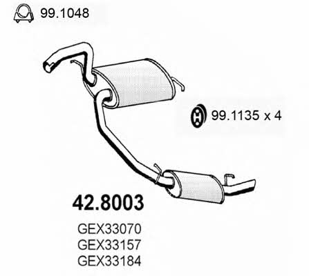 Asso 42.8003 Middle-/End Silencer 428003