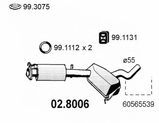 Asso 02.8006 Middle-/End Silencer 028006