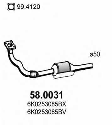 Asso 58.0031 Catalytic Converter 580031