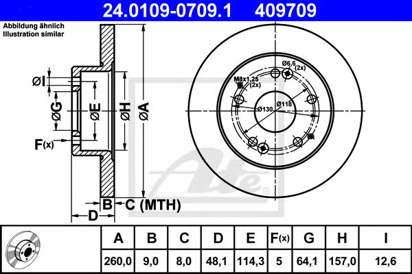 Ate Rear brake disc, non-ventilated – price 143 PLN