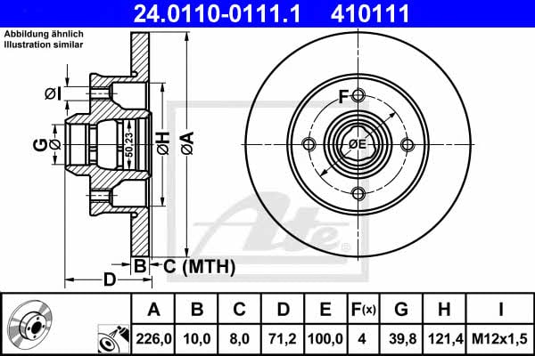 Ate Rear solid brake disc – price 140 PLN